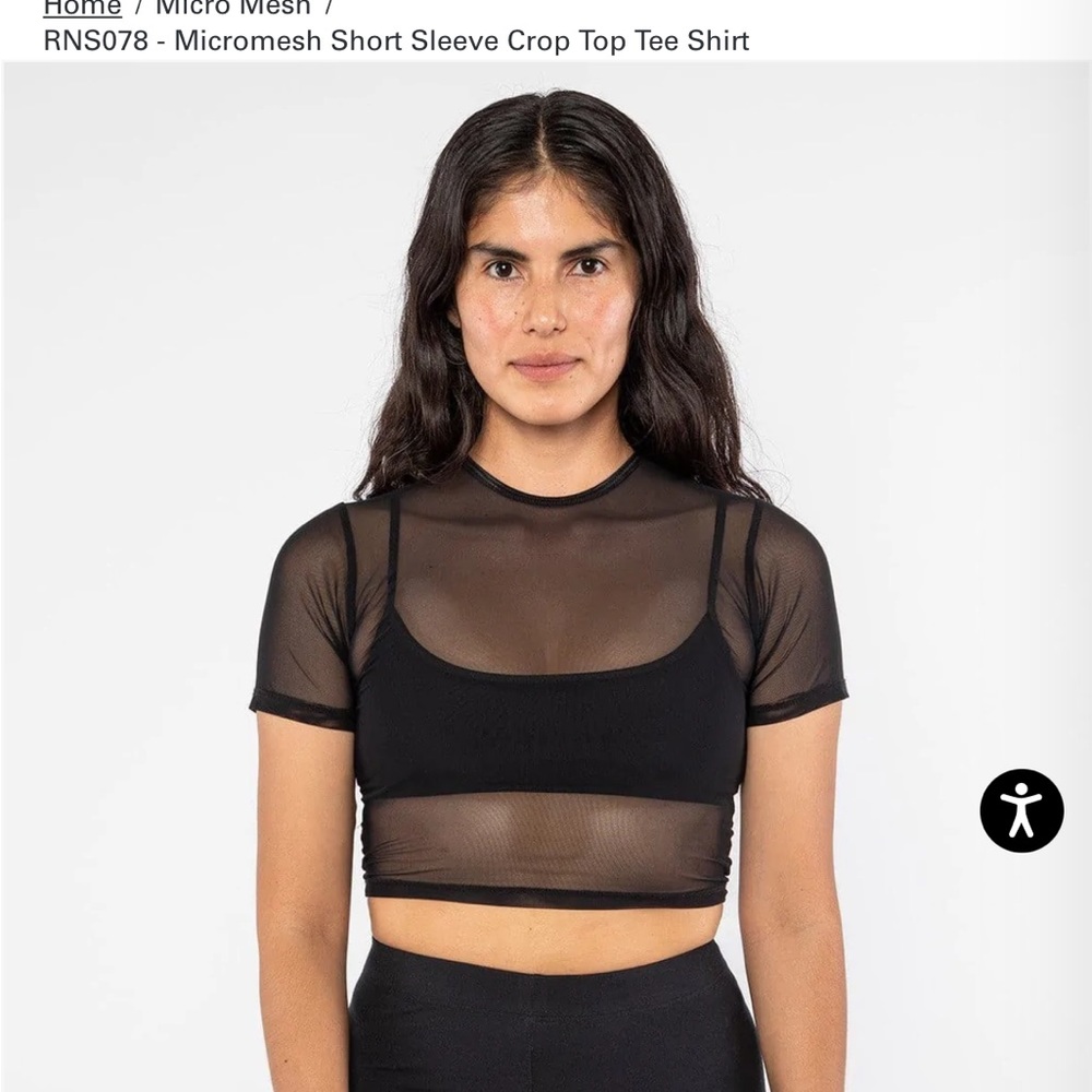 Micro mesh short sleeve crop top tee shirt